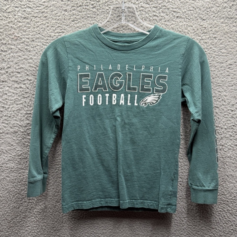 Team Athletics Shirt Boys Sz S Green Philadelphia Eagles Long Sleeve T-Shirt